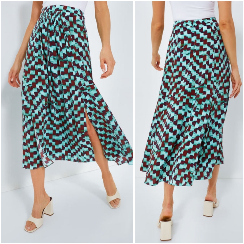 Tuckernuck Hunter Bell Subway Tile Tucker Skirt 100% Silk 4